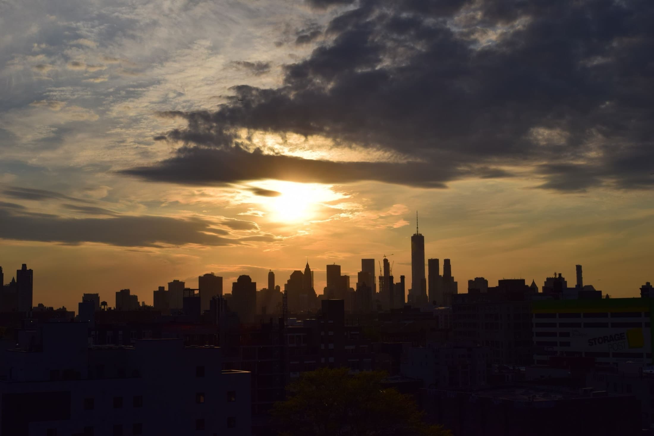 Manhattan skyline at sunset